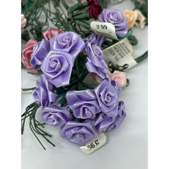 Lot of Mini Silk Rosebuds Assorted Fabric Flowers Craft Floral Decorative Set - Picture 2 of 8